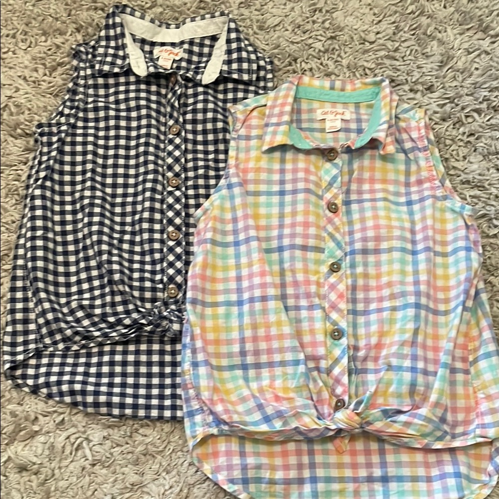 Cat & Jack Tie-Front Sleeveless Tops, Size S (6/6X)
